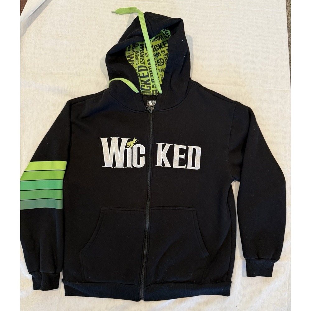 Wicked Full Zip Hooded Sweatshirt Jacket Appliqué Letters Embroidered Size M